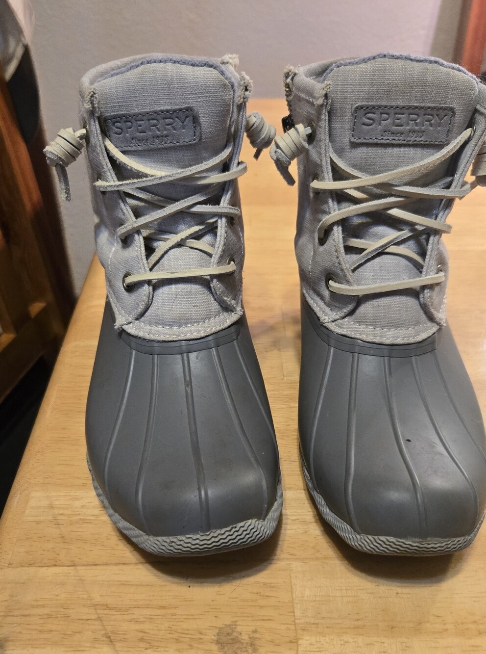 Sperry Kids Gray Waterproof Duck Boots with Lace-Up Front